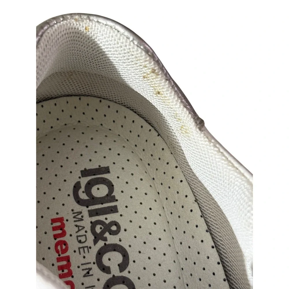 Igi&Co Woven Leather White Metallic Comfort Sneakers‎ Italy sz 9